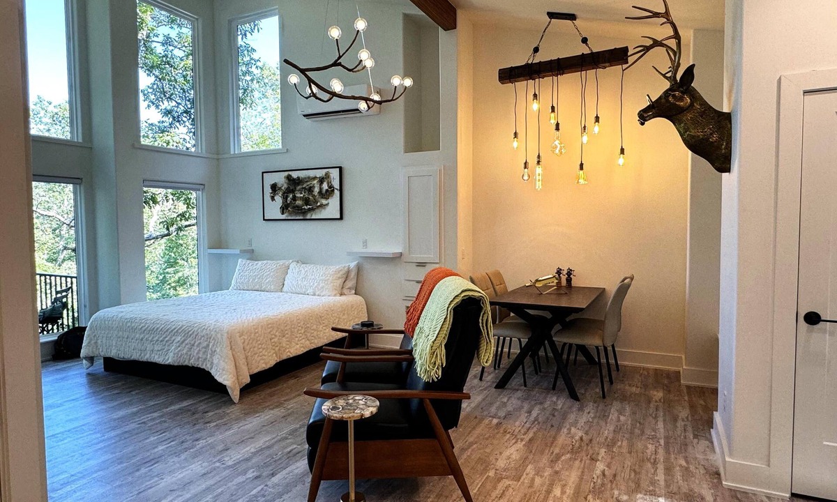 Sylvan Shores Cabin | Firefly1 - luxury treehouse, hot tub, lake access, ample parking, full kitchen