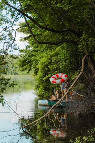 Rockbridge House | Waterfront A Frame with Dock Canoe Kayaks Family