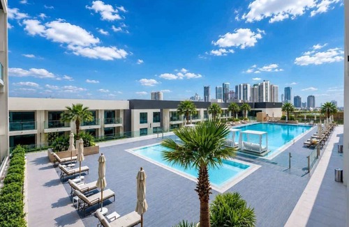 Al Hamriya Apartment | Oceanfront Studio by Blue Bay Walk, Free Parking