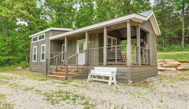Branson Tiny Home on 52 Acres w/Private Stocked Pond 1/4 mile hike from home!