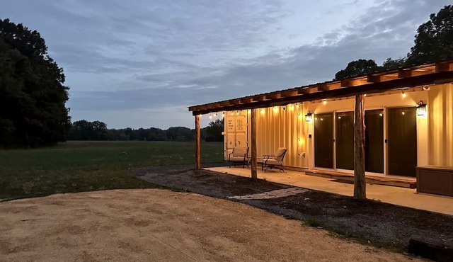 Charming Container Home with Hot Tub near Sardis Lake, Perfect for a Romantic Glamping Getaway
